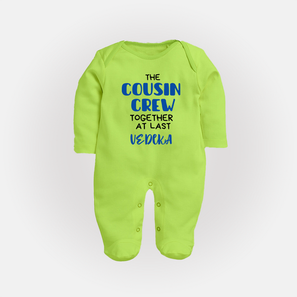 Cousin Love Sleep Suit / Full Sleeve Bodysuit Outfit | Soft Cotton for Infants - LIME GREEN - New Born (Chest 7.5")