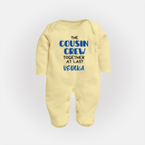 Cousin Love Sleep Suit / Full Sleeve Bodysuit Outfit | Soft Cotton for Infants - PASTEL YELLOW - New Born (Chest 7.5")