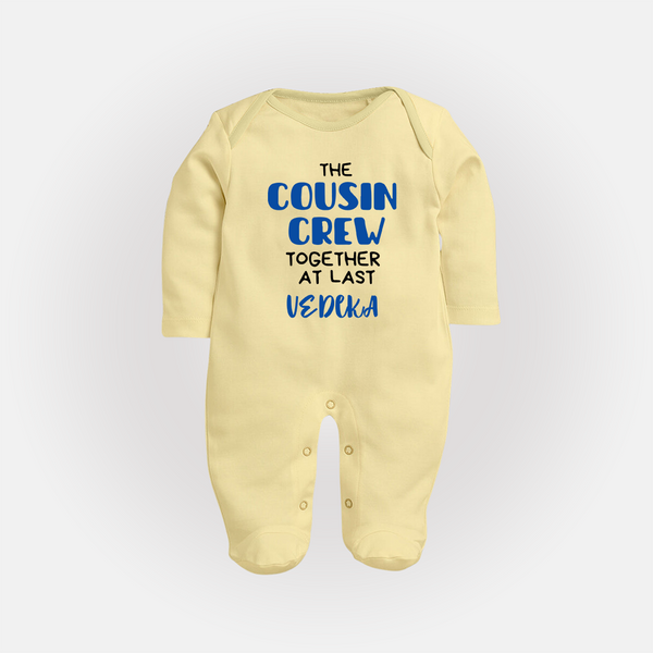 Cousin Love Sleep Suit / Full Sleeve Bodysuit Outfit | Soft Cotton for Infants - PASTEL YELLOW - New Born (Chest 7.5")