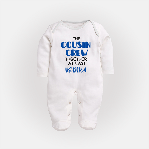 Cousin Love Sleep Suit / Full Sleeve Bodysuit Outfit | Soft Cotton for Infants - WHITE - New Born (Chest 7.5")