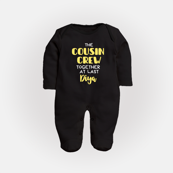 Cousin Love Sleep Suit / Full Sleeve Bodysuit Outfit | Soft Cotton for Infants - BLACK - New Born (Chest 7.5")