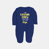 Cousin Love Sleep Suit / Full Sleeve Bodysuit Outfit | Soft Cotton for Infants - NAVY BLUE - New Born (Chest 7.5")