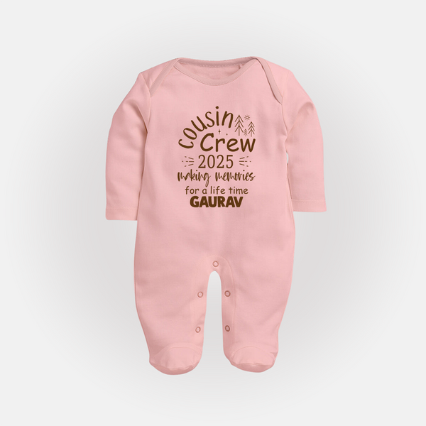 Cousin Smiles Sleep Suit / Full Sleeve Bodysuit | Adorable and Comfortable Wear - BABY PINK - New Born (Chest 7.5")
