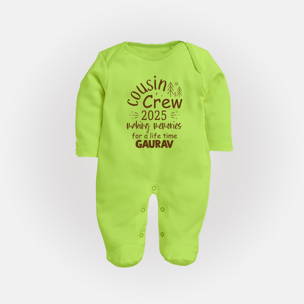 Cousin Smiles Sleep Suit / Full Sleeve Bodysuit | Adorable and Comfortable Wear - LIME GREEN - New Born (Chest 7.5")