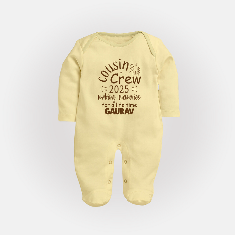Cousin Smiles Sleep Suit / Full Sleeve Bodysuit | Adorable and Comfortable Wear - PASTEL YELLOW - New Born (Chest 7.5")
