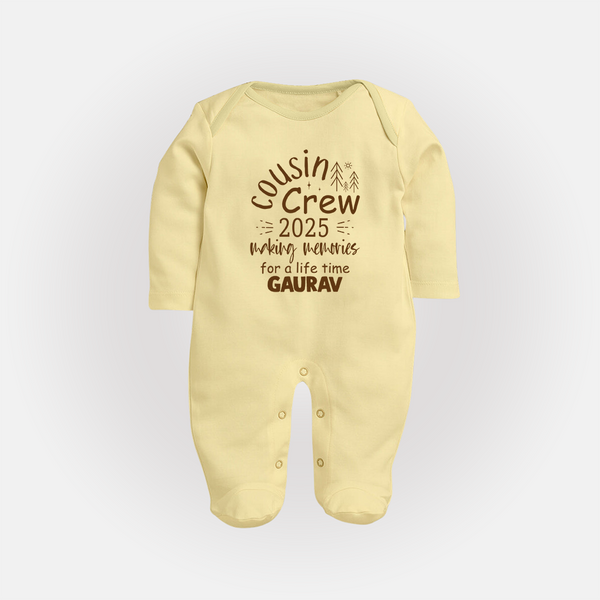 Cousin Smiles Sleep Suit / Full Sleeve Bodysuit | Adorable and Comfortable Wear - PASTEL YELLOW - New Born (Chest 7.5")