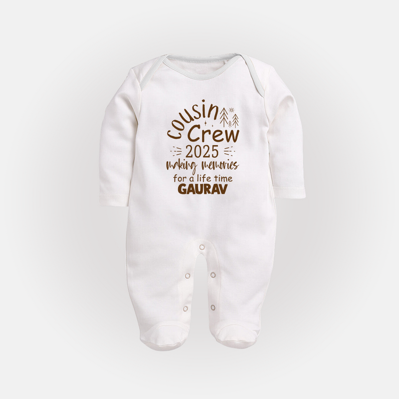 Cousin Smiles Sleep Suit / Full Sleeve Bodysuit | Adorable and Comfortable Wear - WHITE - New Born (Chest 7.5")