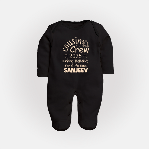 Cousin Smiles Sleep Suit / Full Sleeve Bodysuit | Adorable and Comfortable Wear - BLACK - New Born (Chest 7.5")