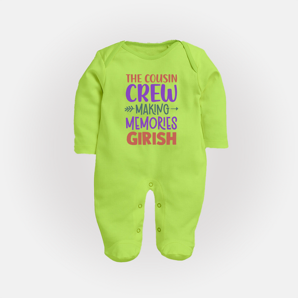 Little Cousin Tribe Sleep Suit / Full Sleeve Bodysuit | Adorable Matching Wear - LIME GREEN - New Born (Chest 7.5")