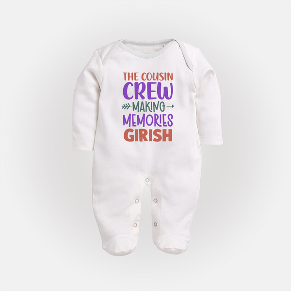 Little Cousin Tribe Sleep Suit / Full Sleeve Bodysuit | Adorable Matching Wear - WHITE - New Born (Chest 7.5")