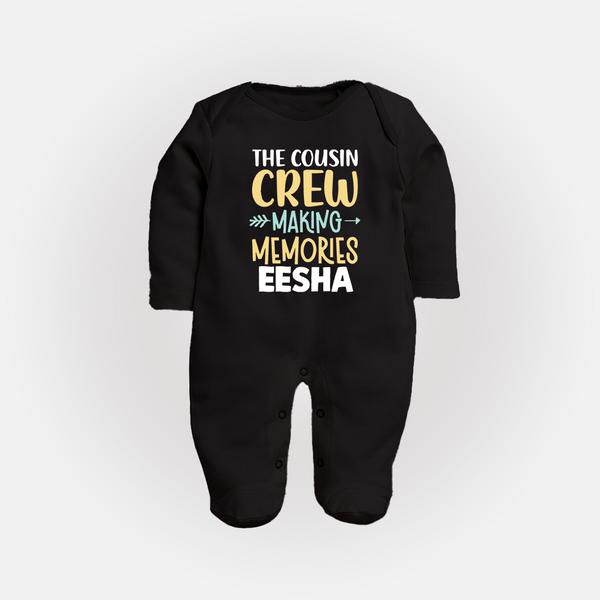 Little Cousin Tribe Sleep Suit / Full Sleeve Bodysuit | Adorable Matching Wear - BLACK - New Born (Chest 7.5")
