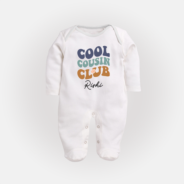 Baby Cousin Bond Sleep Suit / Full Sleeve Bodysuit | Custom Name Options - WHITE - New Born (Chest 7.5")