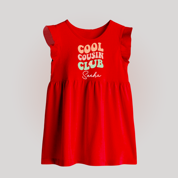 Baby Cousin Bond Baby Frock | Custom Name Options - RED - 0 - 3 Months Old (Chest 17")