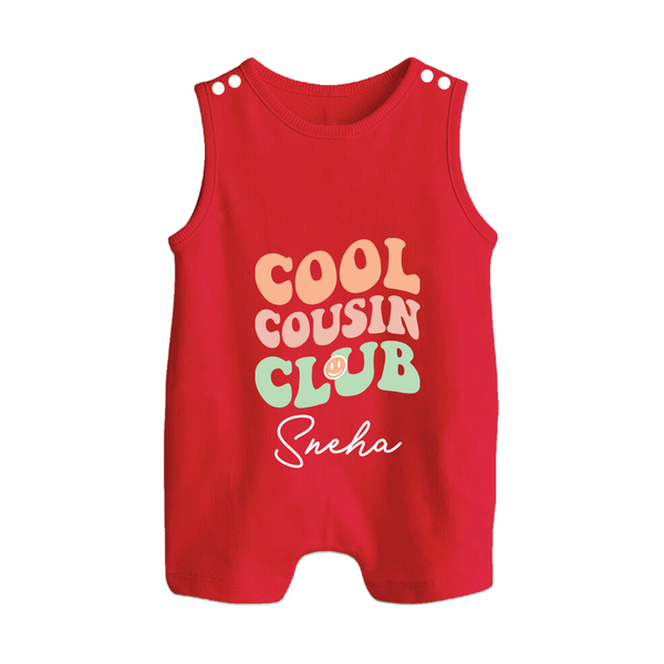 Baby Cousin Bond Romper Suit / Sleeveless Romper | Custom Name Options - RED - 0 - 5 Months Old (Chest 18")