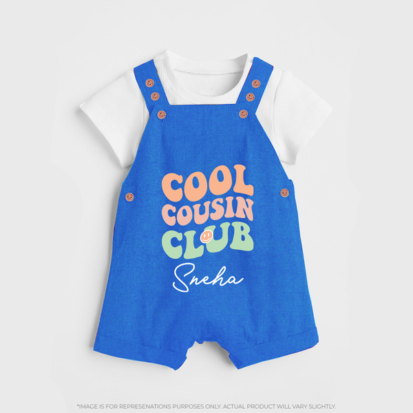 Baby Cousin Bond Dungaree Set | Custom Name Options - COBALT BLUE - 0 - 5 Months Old (Chest 18")
