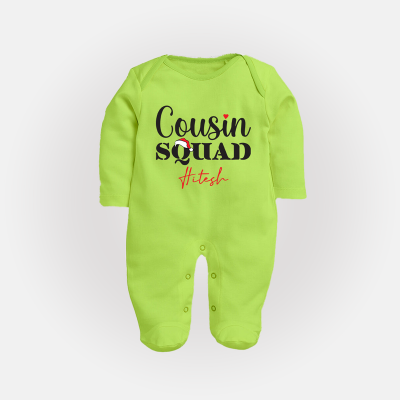 Cousin Joy Sleep Suit / Full Sleeve Bodysuit Outfit | Perfect for Family Gatherings - LIME GREEN - New Born (Chest 7.5")