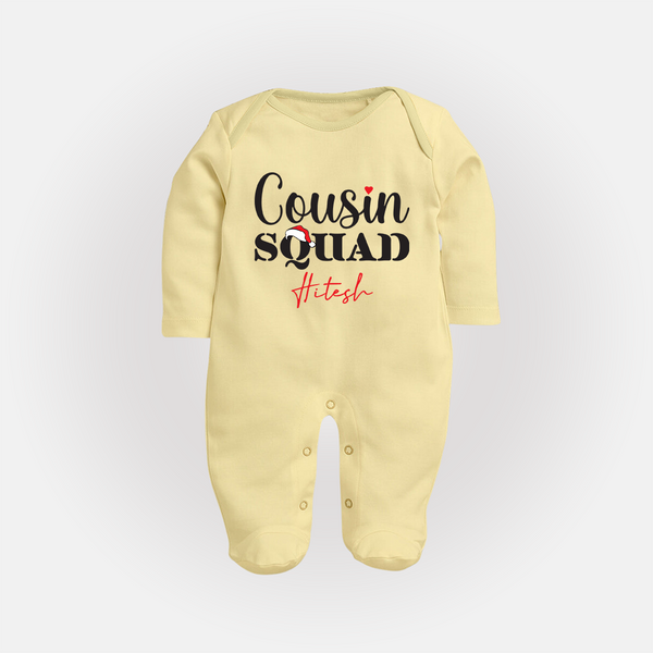 Cousin Joy Sleep Suit / Full Sleeve Bodysuit Outfit | Perfect for Family Gatherings - PASTEL YELLOW - New Born (Chest 7.5")