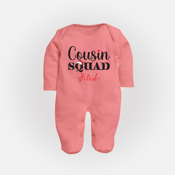 Cousin Joy Sleep Suit / Full Sleeve Bodysuit Outfit | Perfect for Family Gatherings - PEACH - New Born (Chest 7.5")
