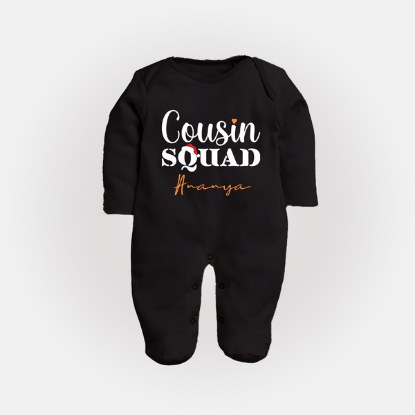 Cousin Joy Sleep Suit / Full Sleeve Bodysuit Outfit | Perfect for Family Gatherings - BLACK - New Born (Chest 7.5")