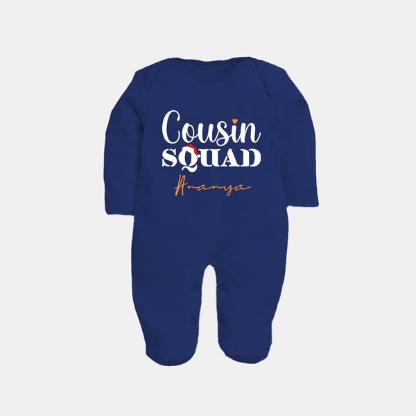 Cousin Joy Sleep Suit / Full Sleeve Bodysuit Outfit | Perfect for Family Gatherings - NAVY BLUE - New Born (Chest 7.5")