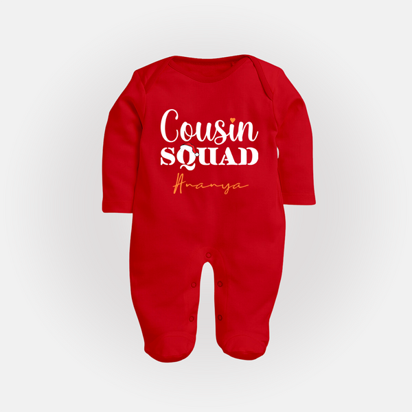 Cousin Joy Sleep Suit / Full Sleeve Bodysuit Outfit | Perfect for Family Gatherings - RED - New Born (Chest 7.5")