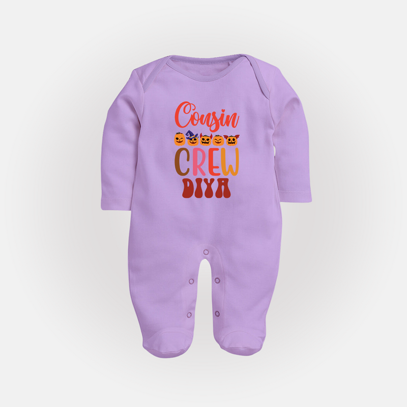 Baby Cousin Gang Sleep Suit / Full Sleeve Bodysuit | Comfortable and Cute - LILAC - New Born (Chest 7.5")