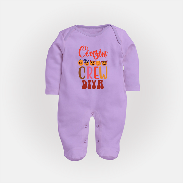 Baby Cousin Gang Sleep Suit / Full Sleeve Bodysuit | Comfortable and Cute - LILAC - New Born (Chest 7.5")