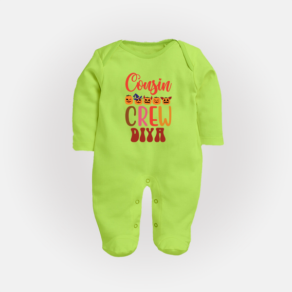 Baby Cousin Gang Sleep Suit / Full Sleeve Bodysuit | Comfortable and Cute - LIME GREEN - New Born (Chest 7.5")