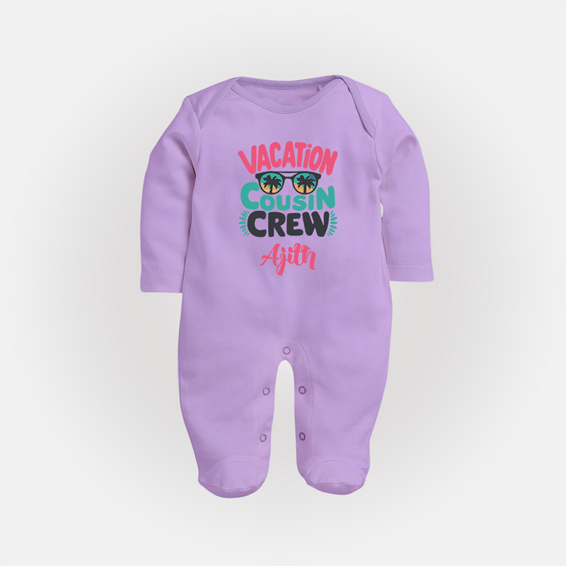 Cousin Fun Squad Sleep Suit / Full Sleeve Bodysuit | Comfortable Baby Wear - LILAC - New Born (Chest 7.5")