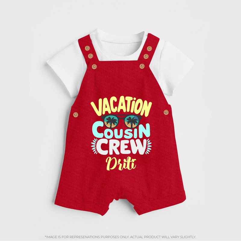 Cousin Fun Squad Dungaree Set | Comfortable Baby Wear - RED - 0 - 5 Months Old (Chest 18")