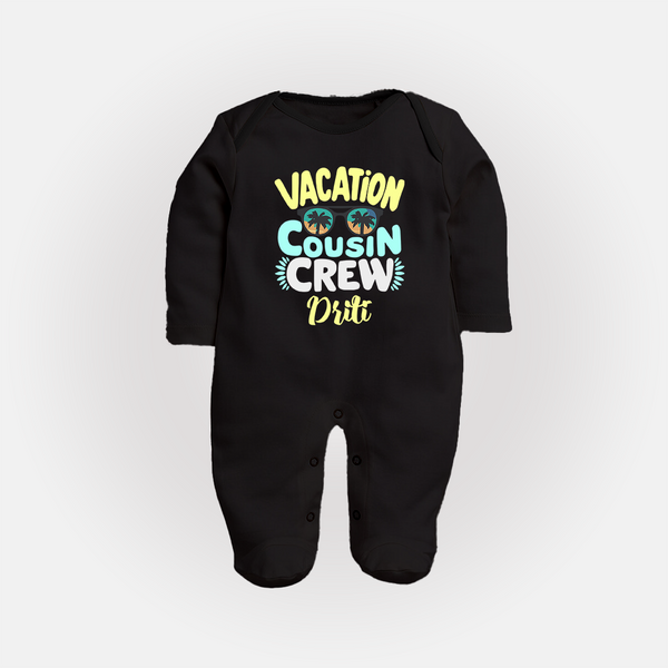 Cousin Fun Squad Sleep Suit / Full Sleeve Bodysuit | Comfortable Baby Wear - BLACK - New Born (Chest 7.5")