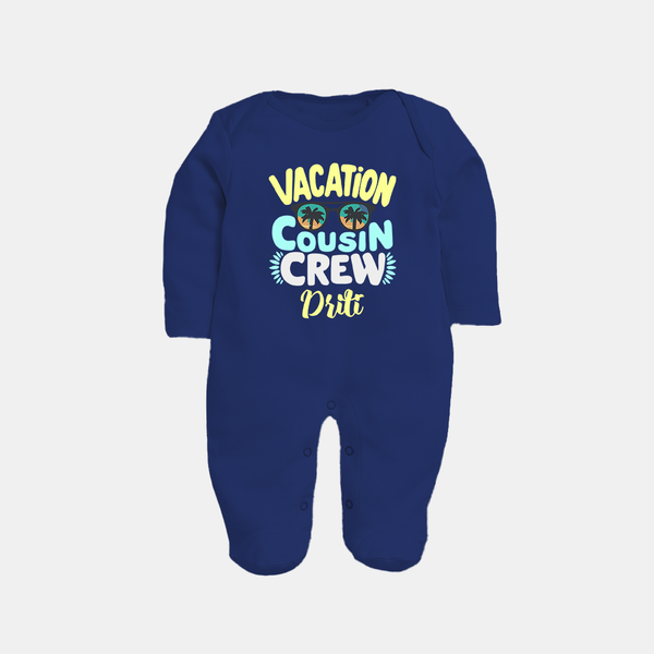 Cousin Fun Squad Sleep Suit / Full Sleeve Bodysuit | Comfortable Baby Wear - NAVY BLUE - New Born (Chest 7.5")