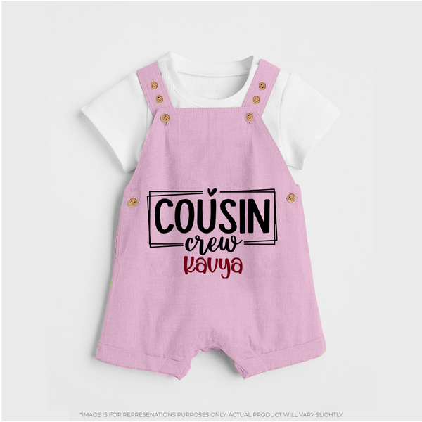 Cousin Vibes Only Dungaree Set | Festive Wear for Babies - BABY PINK - 0 - 5 Months Old (Chest 18")