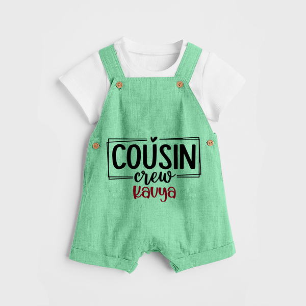 Cousin Vibes Only Dungaree Set | Festive Wear for Babies - GREEN - 0 - 5 Months Old (Chest 18")