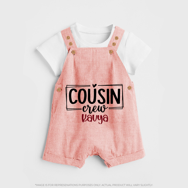 Cousin Vibes Only Dungaree Set | Festive Wear for Babies - PEACH - 0 - 5 Months Old (Chest 18")