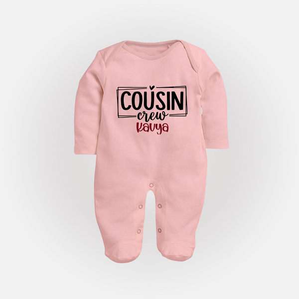 Cousin Vibes Only Sleep Suit / Full Sleeve Bodysuit | Festive Wear for Babies - BABY PINK - New Born (Chest 7.5")