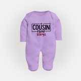 Cousin Vibes Only Sleep Suit / Full Sleeve Bodysuit | Festive Wear for Babies - LILAC - New Born (Chest 7.5")