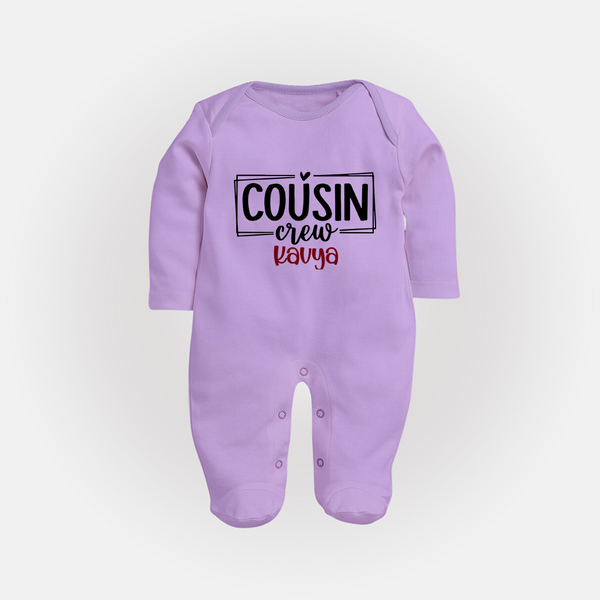 Cousin Vibes Only Sleep Suit / Full Sleeve Bodysuit | Festive Wear for Babies - LILAC - New Born (Chest 7.5")