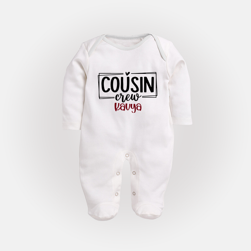 Cousin Vibes Only Sleep Suit / Full Sleeve Bodysuit | Festive Wear for Babies - WHITE - New Born (Chest 7.5")