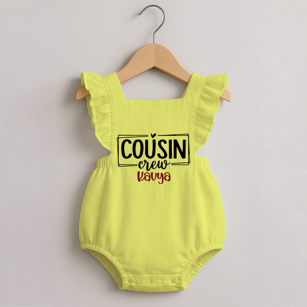 Cousin Vibes Only Frock Romper | Festive Wear for Babies - PASTEL YELLOW - 0 - 3 Months Old (Chest 19")
