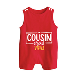 Cousin Vibes Only Romper Suit / Sleeveless Romper | Festive Wear for Babies - RED - 0 - 5 Months Old (Chest 18")