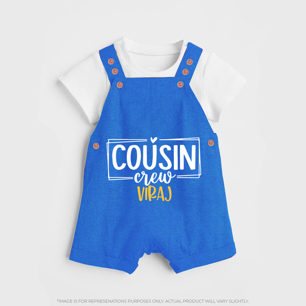 Cousin Vibes Only Dungaree Set | Festive Wear for Babies - COBALT BLUE - 0 - 5 Months Old (Chest 18")