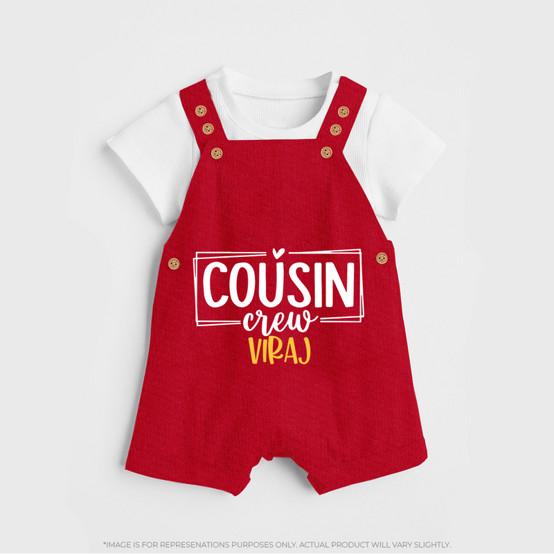 Cousin Vibes Only Dungaree Set | Festive Wear for Babies - RED - 0 - 5 Months Old (Chest 18")