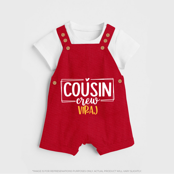 Cousin Vibes Only Dungaree Set | Festive Wear for Babies - RED - 0 - 5 Months Old (Chest 18")