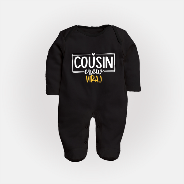 Cousin Vibes Only Sleep Suit / Full Sleeve Bodysuit | Festive Wear for Babies - BLACK - New Born (Chest 7.5")