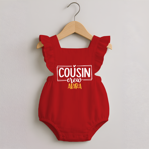 Cousin Vibes Only Frock Romper | Festive Wear for Babies - RED - 0 - 3 Months Old (Chest 19")