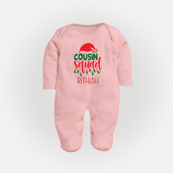 Cousin Stars Sleep Suit / Full Sleeve Bodysuit | Personalized Clothing for Infants - BABY PINK - New Born (Chest 7.5")