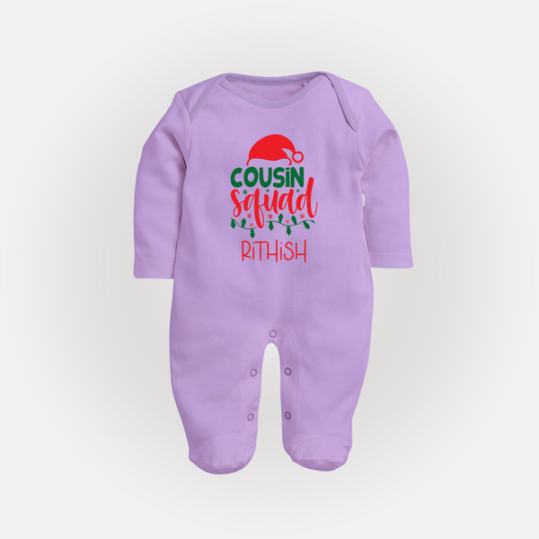 Cousin Stars Sleep Suit / Full Sleeve Bodysuit | Personalized Clothing for Infants - LILAC - New Born (Chest 7.5")