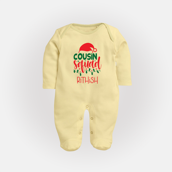 Cousin Stars Sleep Suit / Full Sleeve Bodysuit | Personalized Clothing for Infants - PASTEL YELLOW - New Born (Chest 7.5")