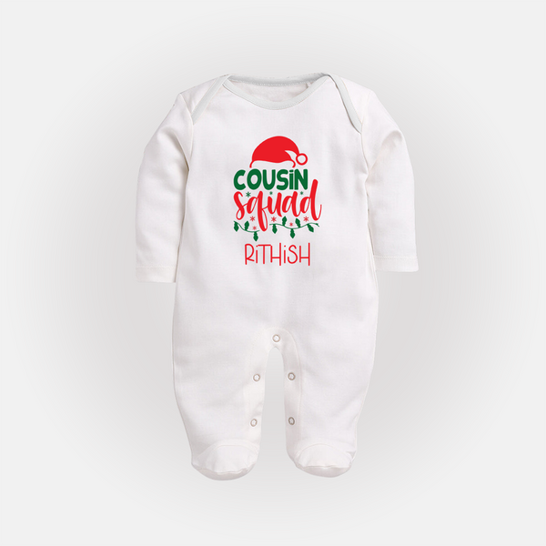 Cousin Stars Sleep Suit / Full Sleeve Bodysuit | Personalized Clothing for Infants - WHITE - New Born (Chest 7.5")